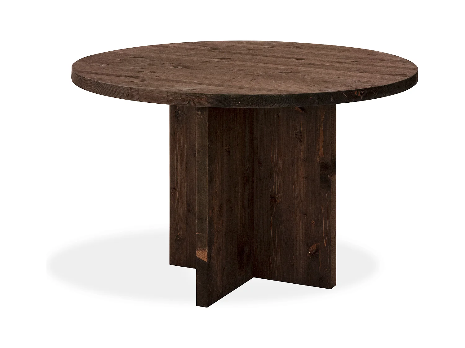 Tavolo da pranzo rotondo in legno massello in tono noce Ø110x75cm - TOKYO - DECOWOOD