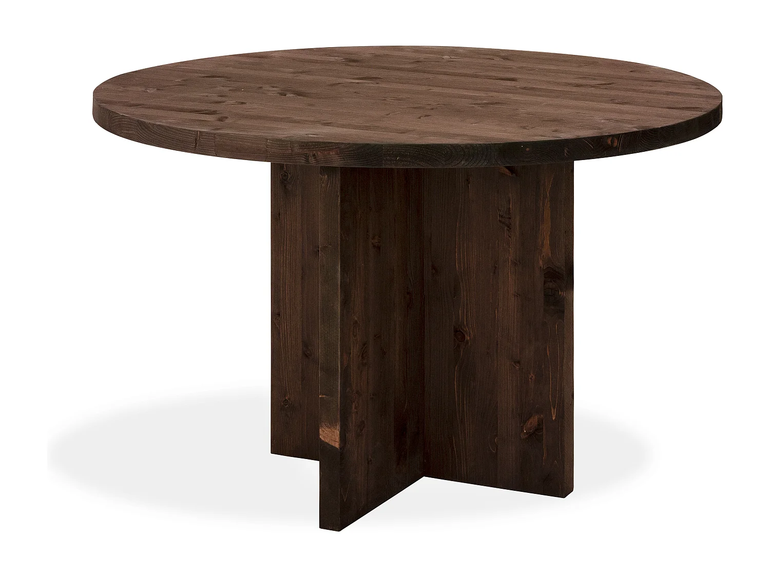 Tavolo da pranzo rotondo in legno massello in tono noce Ø110x75cm - TOKYO - DECOWOOD