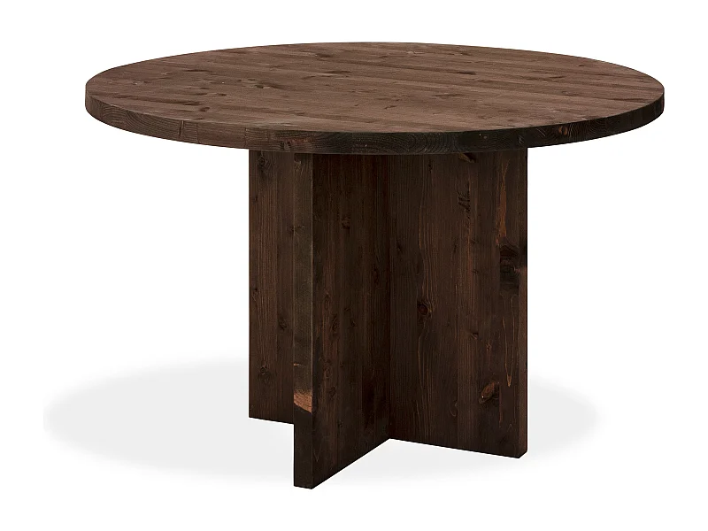 Tavolo da pranzo rotondo in legno massello in tono noce Ø110x75cm - TOKYO - DECOWOOD