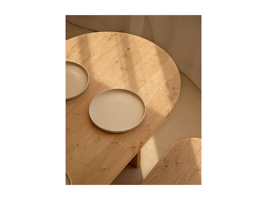 Ensemble table à manger ovale et banc bois de sapin marron 200x75cm - TOKYO - DECOWOOD
