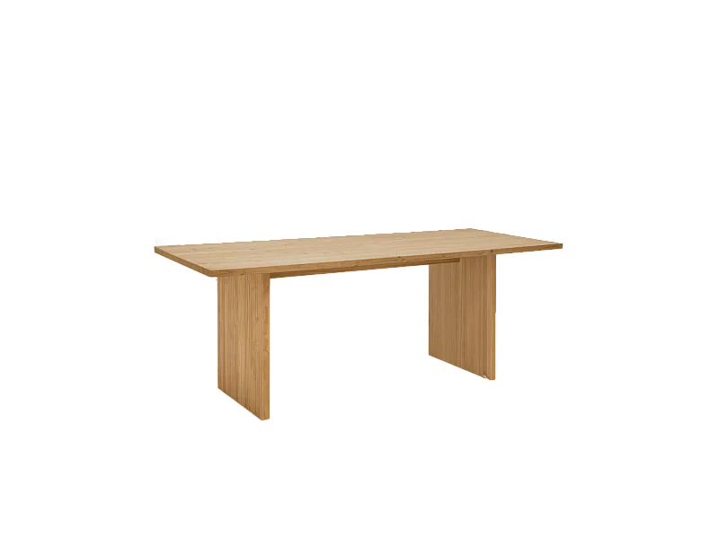 Mesa de comedor de madera de pino maciza rectangular con patas ranuradas Decowood de 180x80cm en tono roble medio - BALI - DECOWOOD