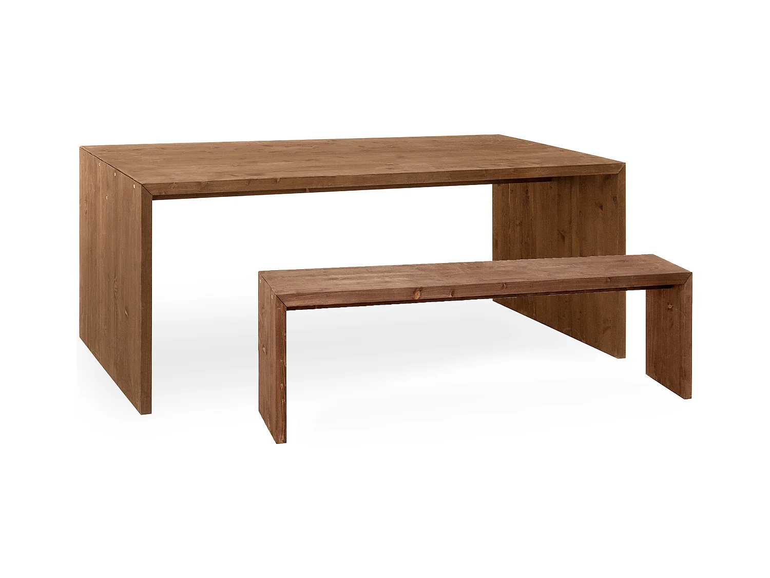 Ensemble table à manger et banc en bois de sapin marron 160x75cm - TELVA - DECOWOOD