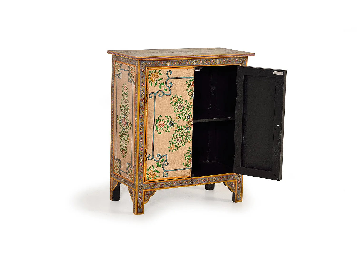 Table d'appoint en bois de manguier 65 cm, style ethnique artisanal - 77 x 65 x 33 cm