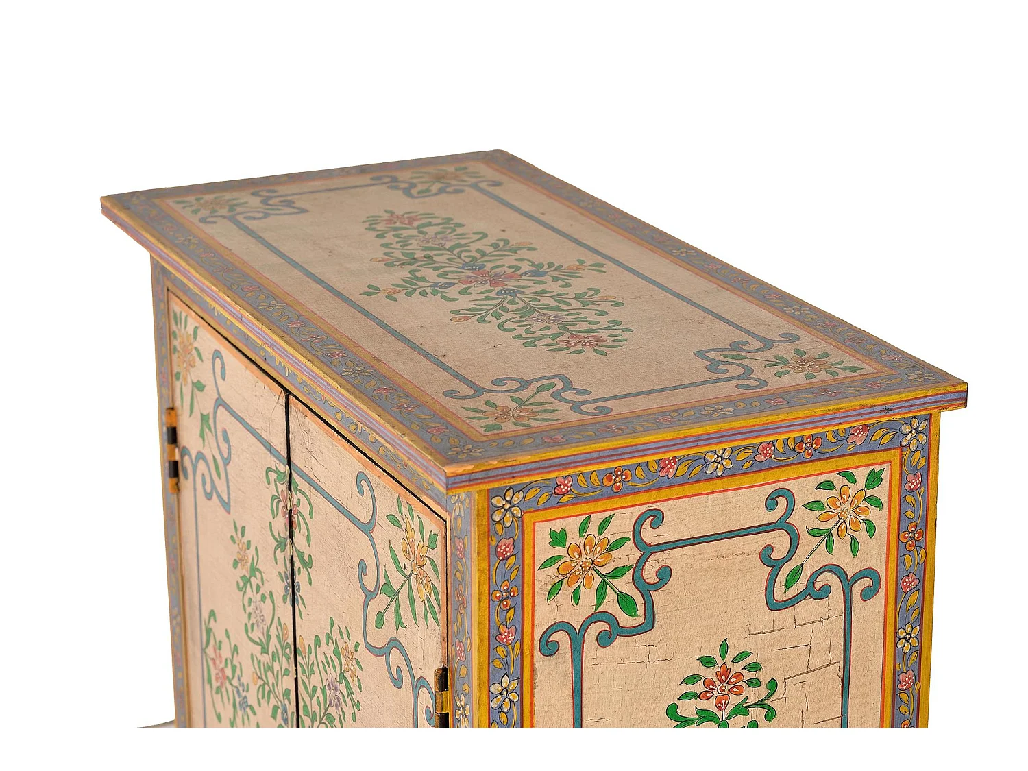Table d'appoint en bois de manguier 65 cm, style ethnique artisanal - 77 x 65 x 33 cm