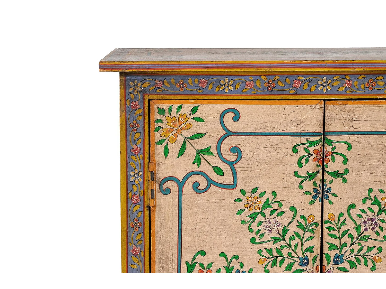 Table d'appoint en bois de manguier 65 cm, style ethnique artisanal - 77 x 65 x 33 cm
