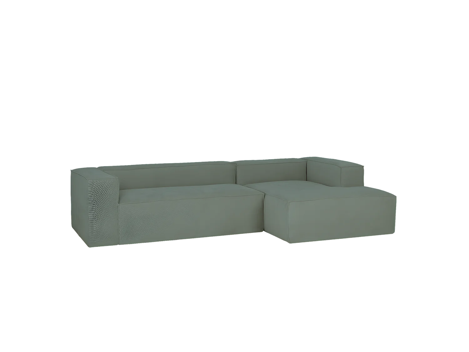 Sofá de 2 plazas con chaise longue derecho de pana verde azulado 250x70x175cm - LOLA - DECOWOOD
