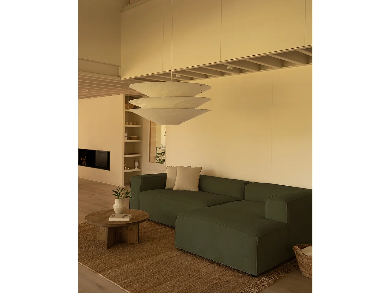 Divano 4/5 posti CHL destra velluto verde 300x175cm