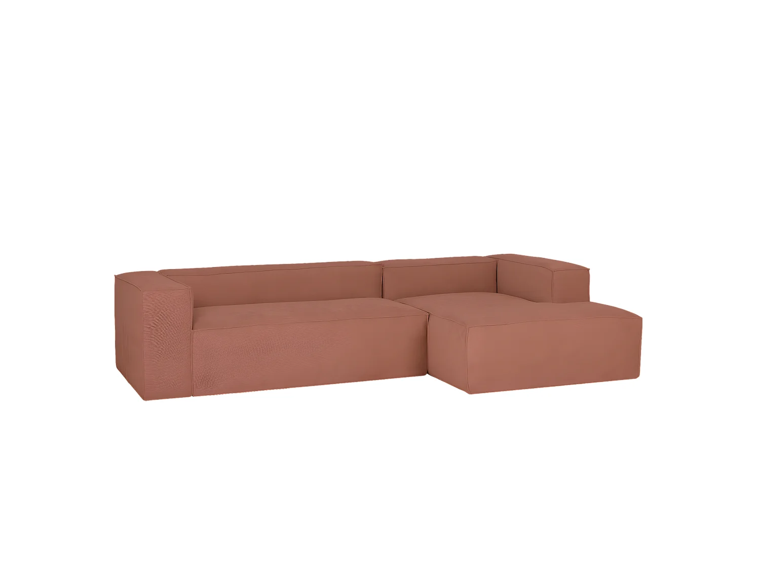 Divano 4/5 posti CHL destra velluto a coste corallo 300x175cm