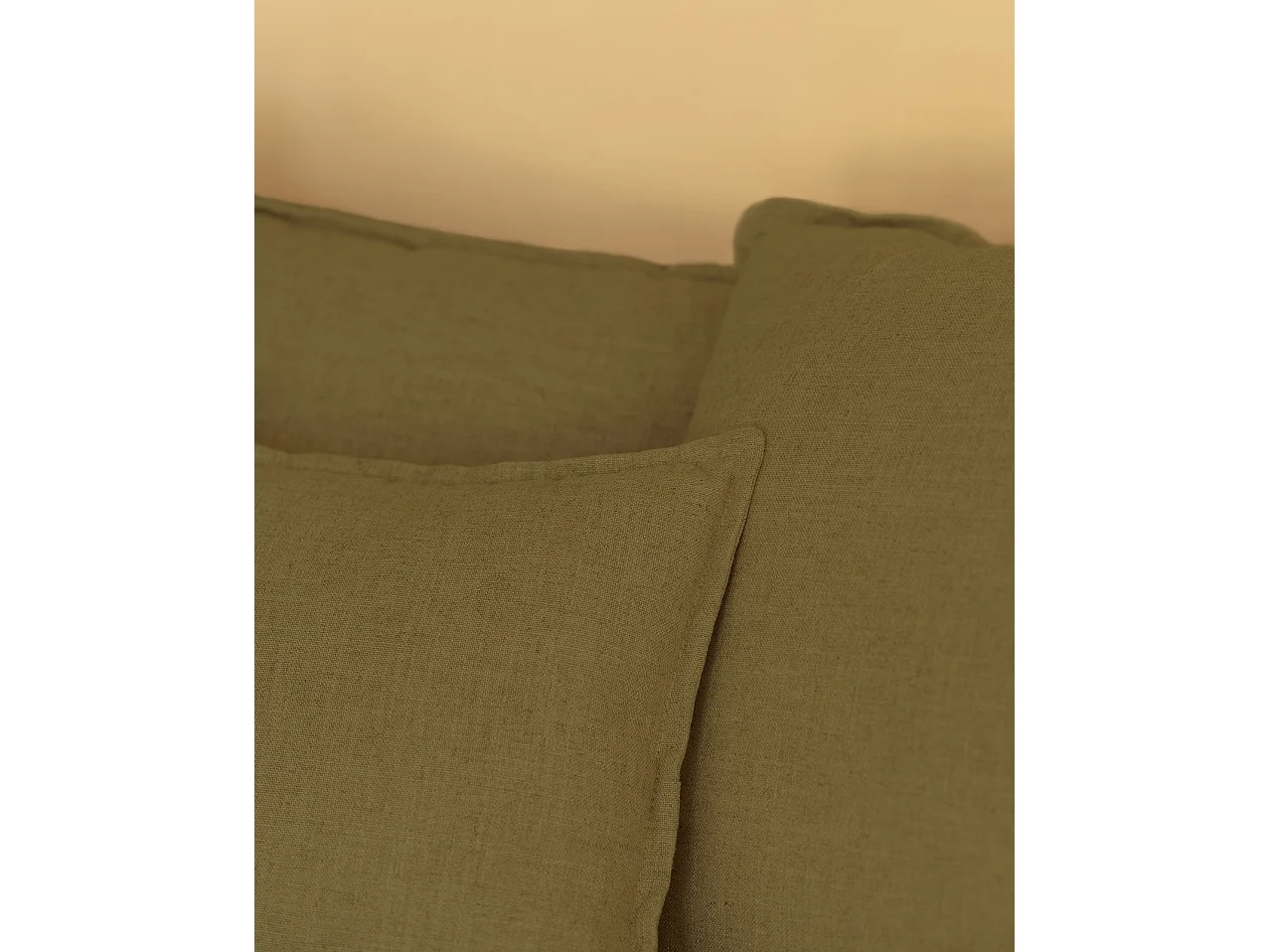 Sofá 2/3 plazas fondo largo de algodón y lino desenfundable verde 250x95x170cm - MIA - DECOWOOD