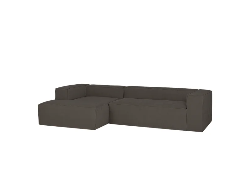 Sofá de 4/5 plazas con chaise longue izquierdo de pana gris oscuro 300x70x175cm - LOLA - DECOWOOD