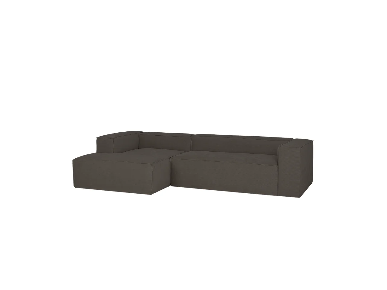 Sofá de 4/5 plazas con chaise longue izquierdo de pana gris oscuro 300x70x175cm - LOLA - DECOWOOD
