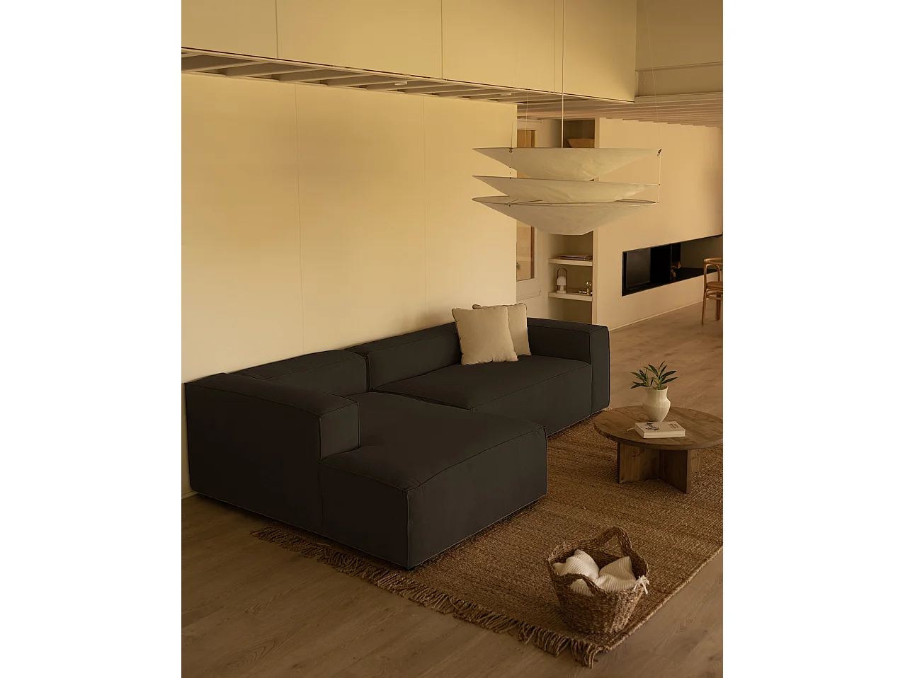 Divano 4/5 posti CHL sinistra velluto a coste grigio scuro 300x175cm