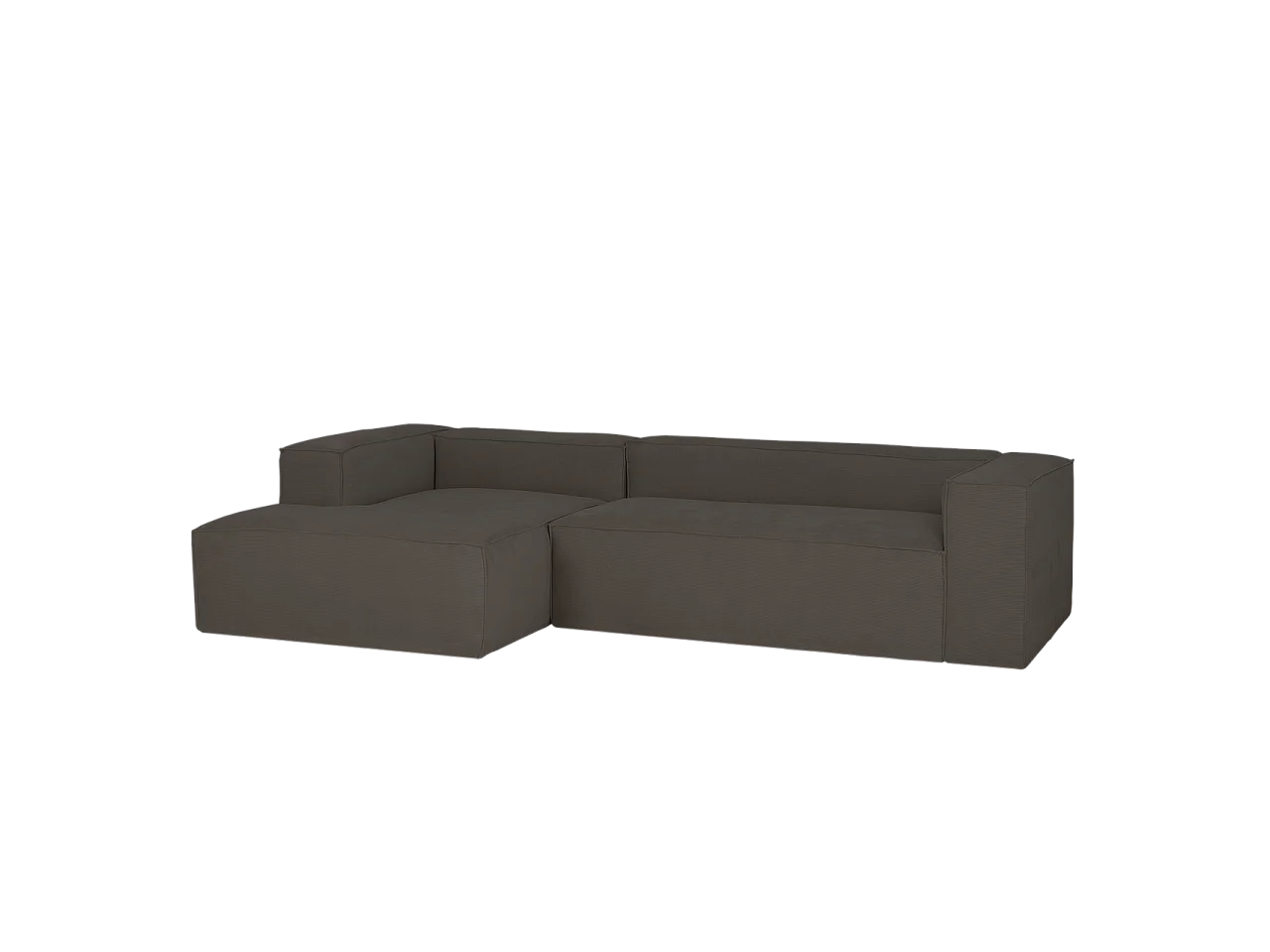 Sofá de 4/5 plazas con chaise longue izquierdo de pana gris oscuro 300x70x175cm - LOLA - DECOWOOD