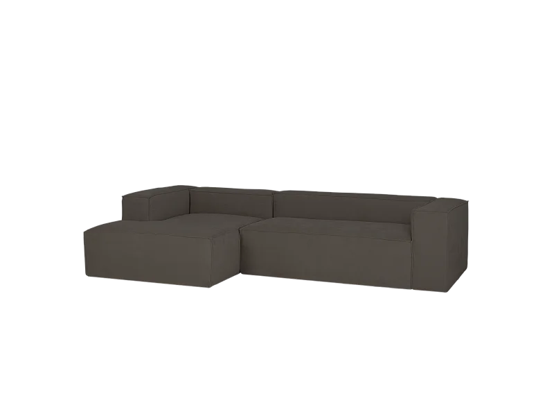 Sofá de 4/5 plazas con chaise longue izquierdo de pana gris oscuro 300x70x175cm - LOLA - DECOWOOD
