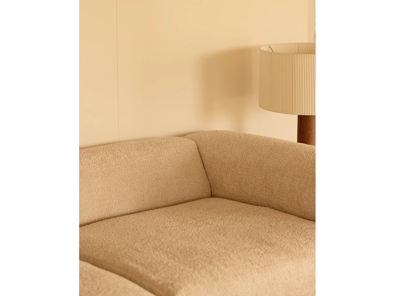 Divano a 3 moduli curva a sinistra in bouclé colore beige 320x110cm