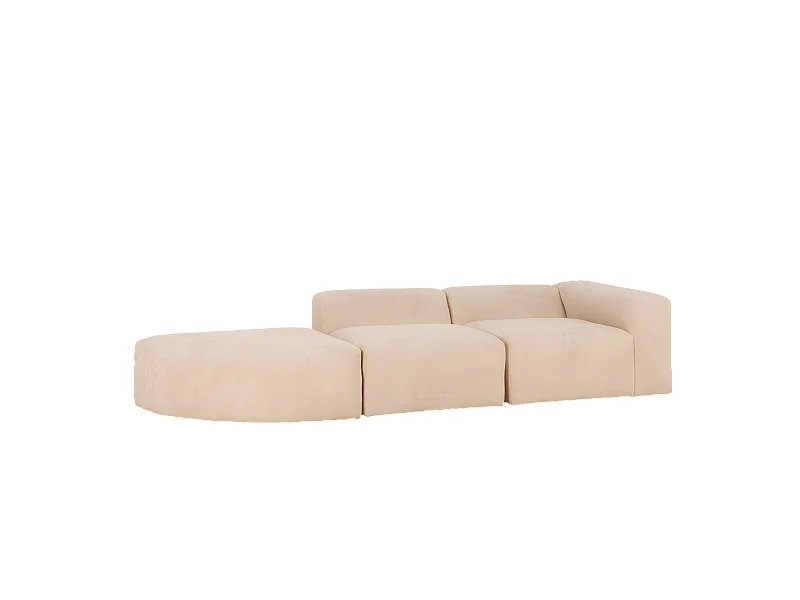 Divano a 3 moduli curva a sinistra in bouclé colore beige 320x110cm