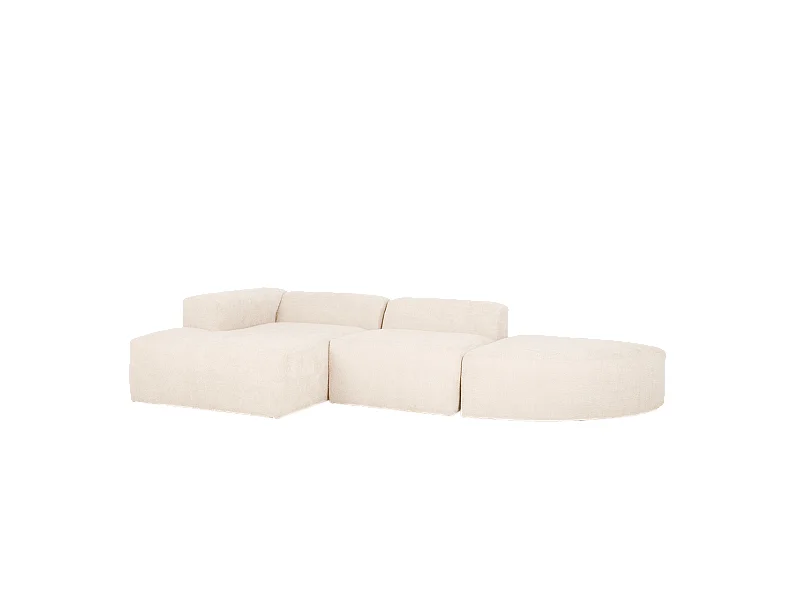 Sofá de 3 módulos curvo con chaise longue izquierdo bouclé blanco 320x70x172cm - BERTA - DECOWOOD