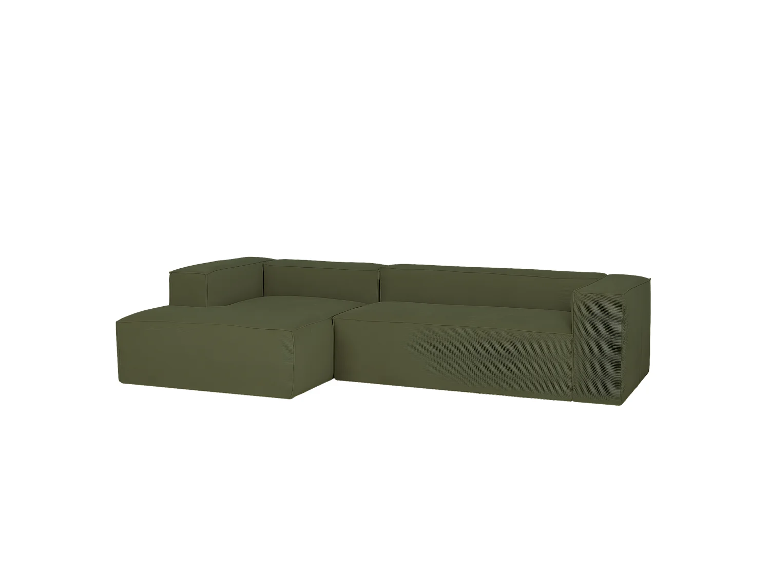 Sofá de 2 plazas con chaise longue izquierdo de pana verde 250x70x175cm - LOLA - DECOWOOD