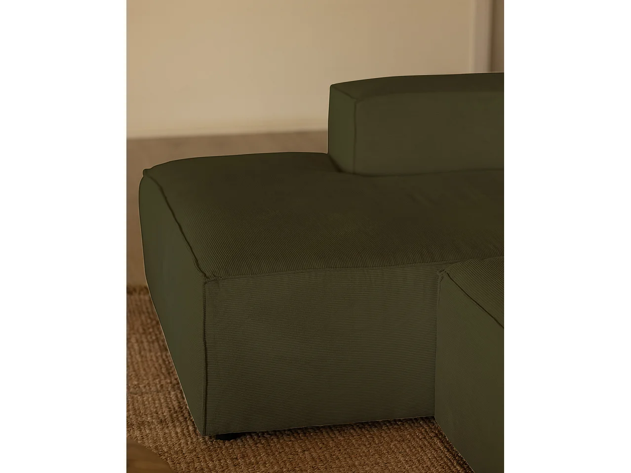 Divano 3 posti CHL sinistra velluto verde 250x175cm
