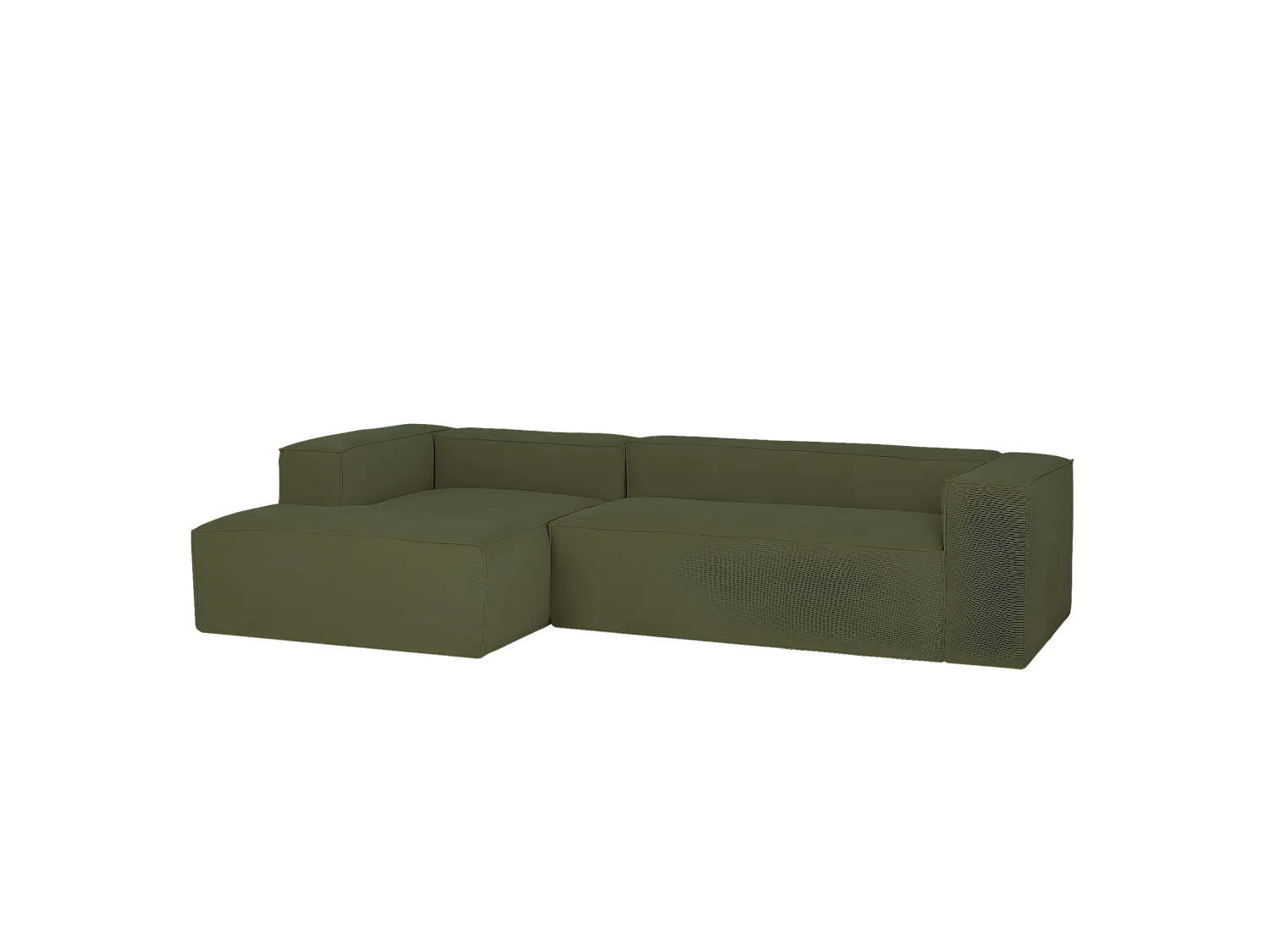 Sofá de 2 plazas con chaise longue izquierdo de pana verde 250x70x175cm - LOLA - DECOWOOD