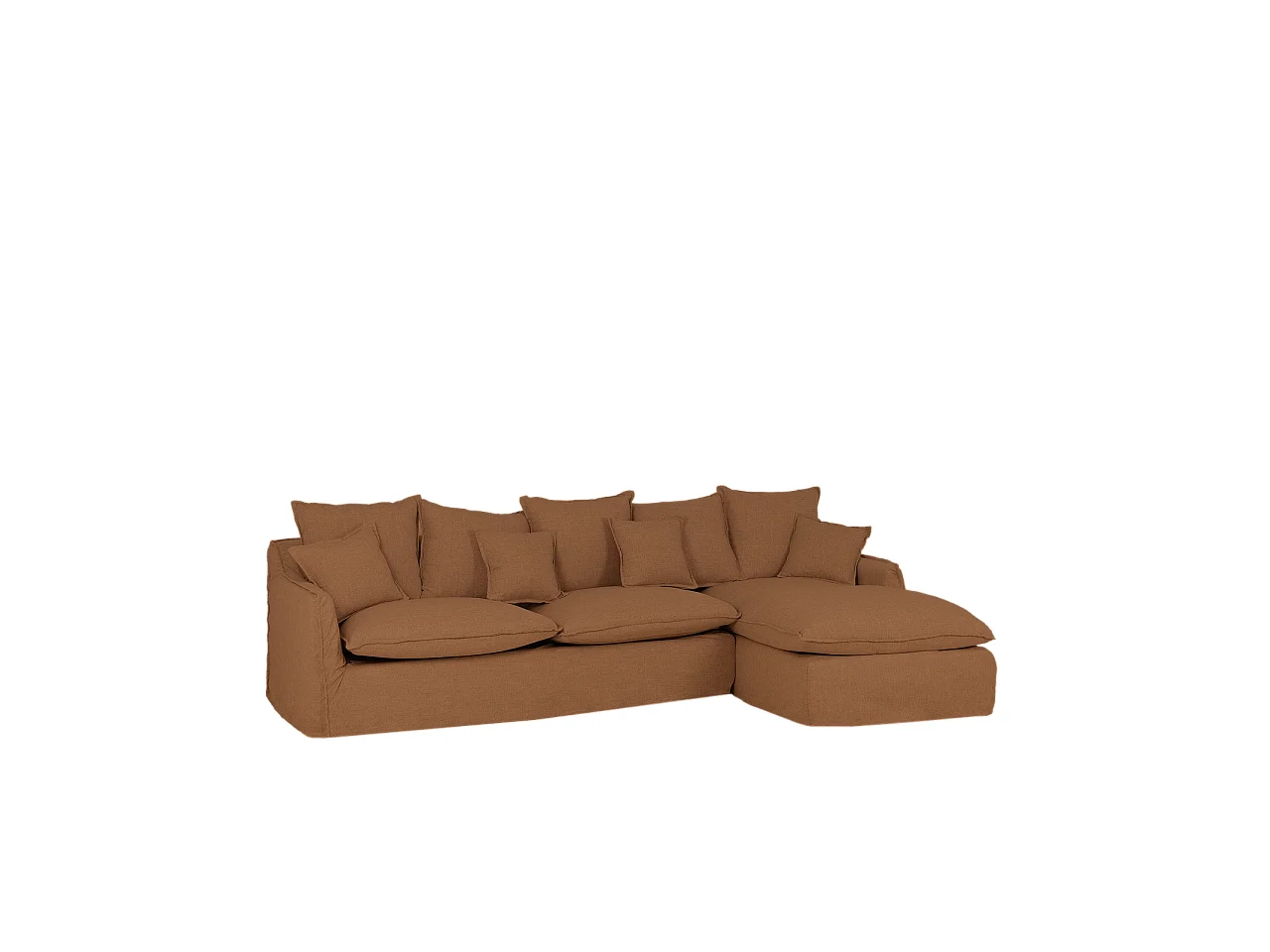 Sofá con chaise longue derecho desenfundable teja 3 plazas 278x95x170cm - MIA - DECOWOOD