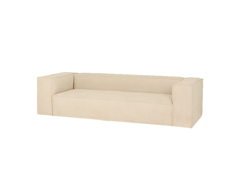 Sofá de 4 plazas de pana color blanco roto 260x70x110cm - LOLA - DECOWOOD