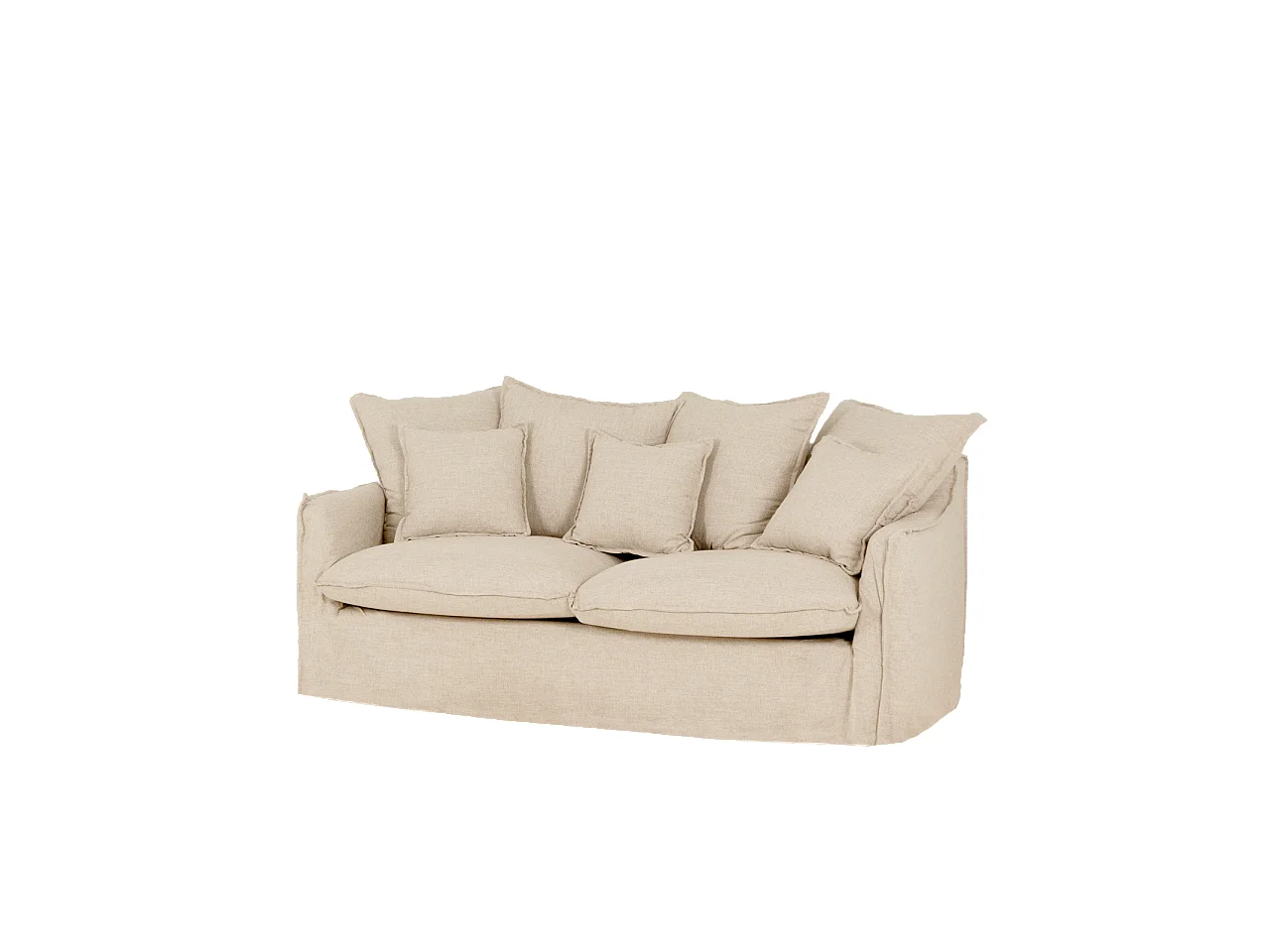 Sofá de 3/4 plazas de algodón y lino desenfundable color beige 220x95x100cm - MIA - DECOWOOD