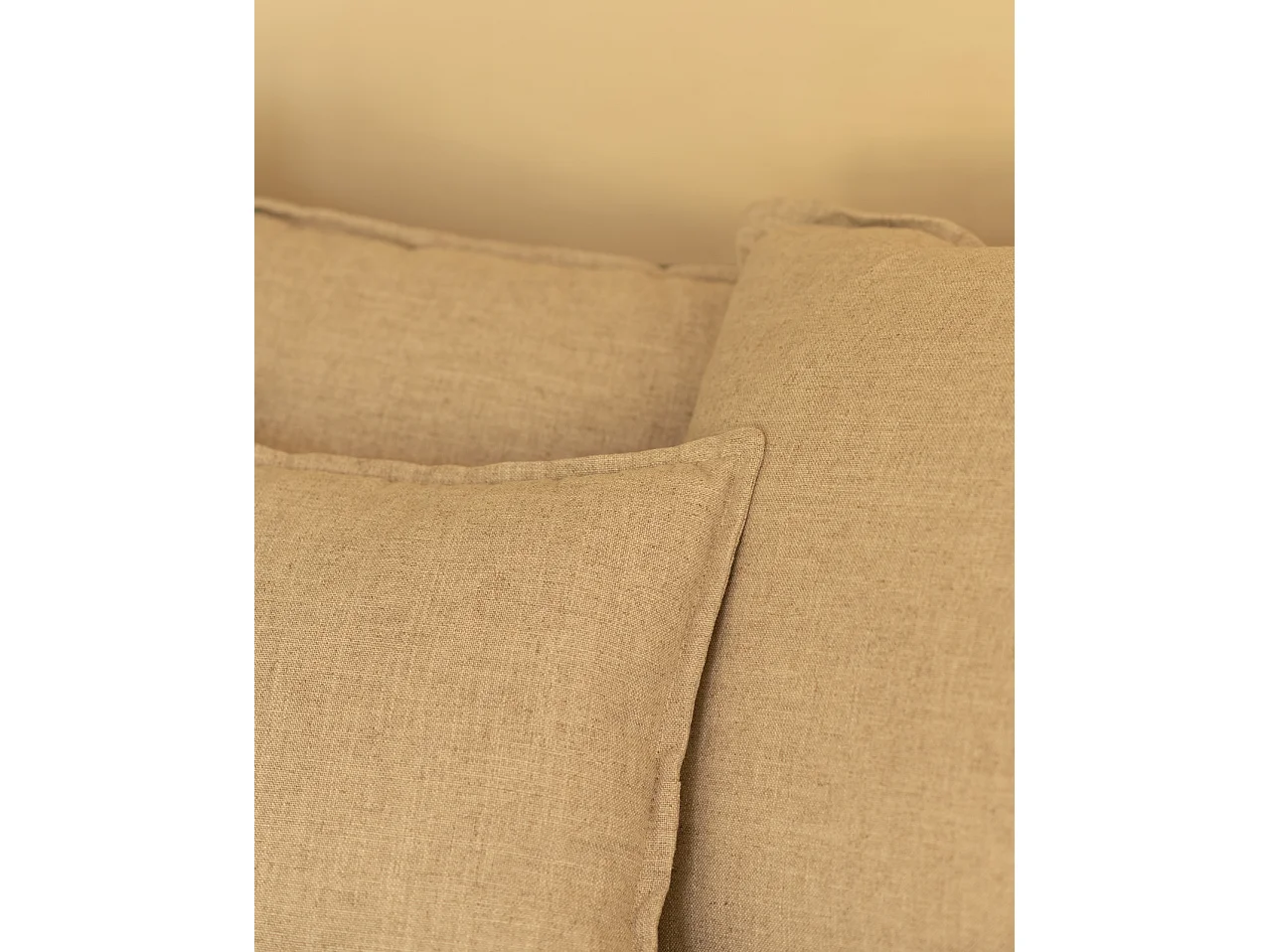 Sofá de 3/4 plazas de algodón y lino desenfundable color beige 220x95x100cm - MIA - DECOWOOD