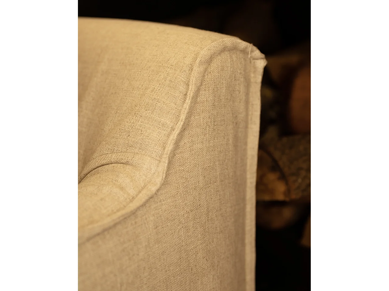 Canapé 3/4 places en coton et lin déhoussable couleur beige