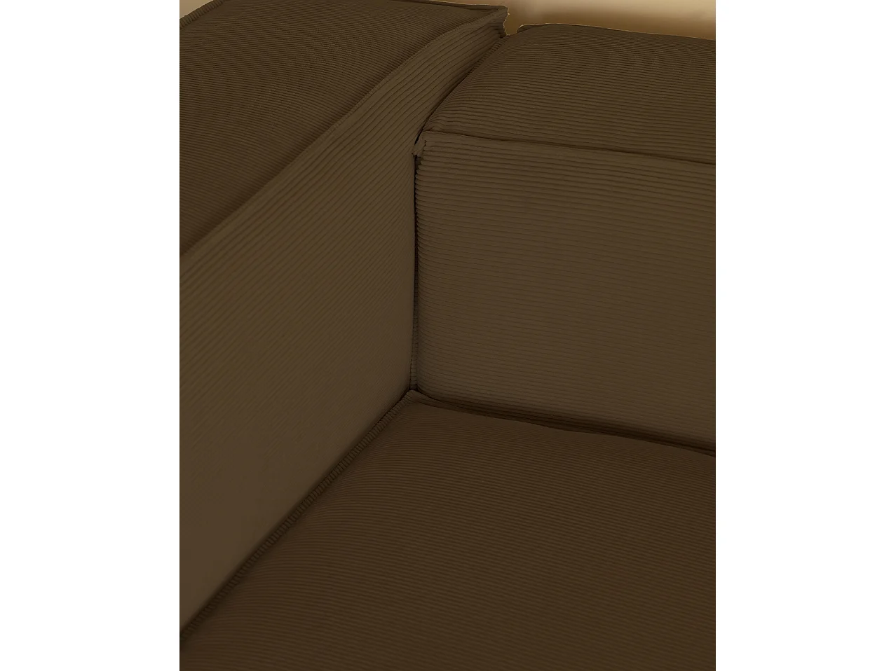 Sofá de 4 plazas de pana color marrón topo 260x70x110cm - LOLA - DECOWOOD