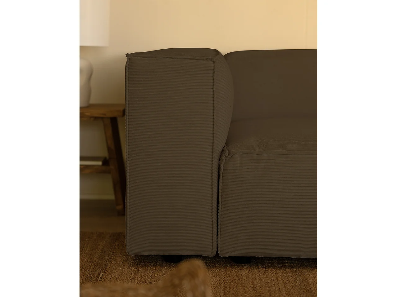 Divano 4 posti in velluto a coste colore marrone talpa 260x110cm