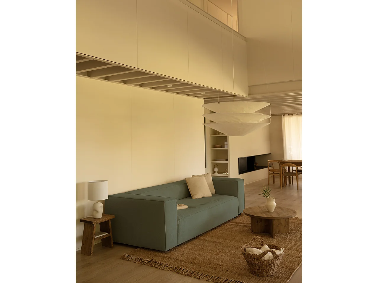 Sofá de 3/4 plazas de pana color verde azulado 210x70x110cm - LOLA - DECOWOOD