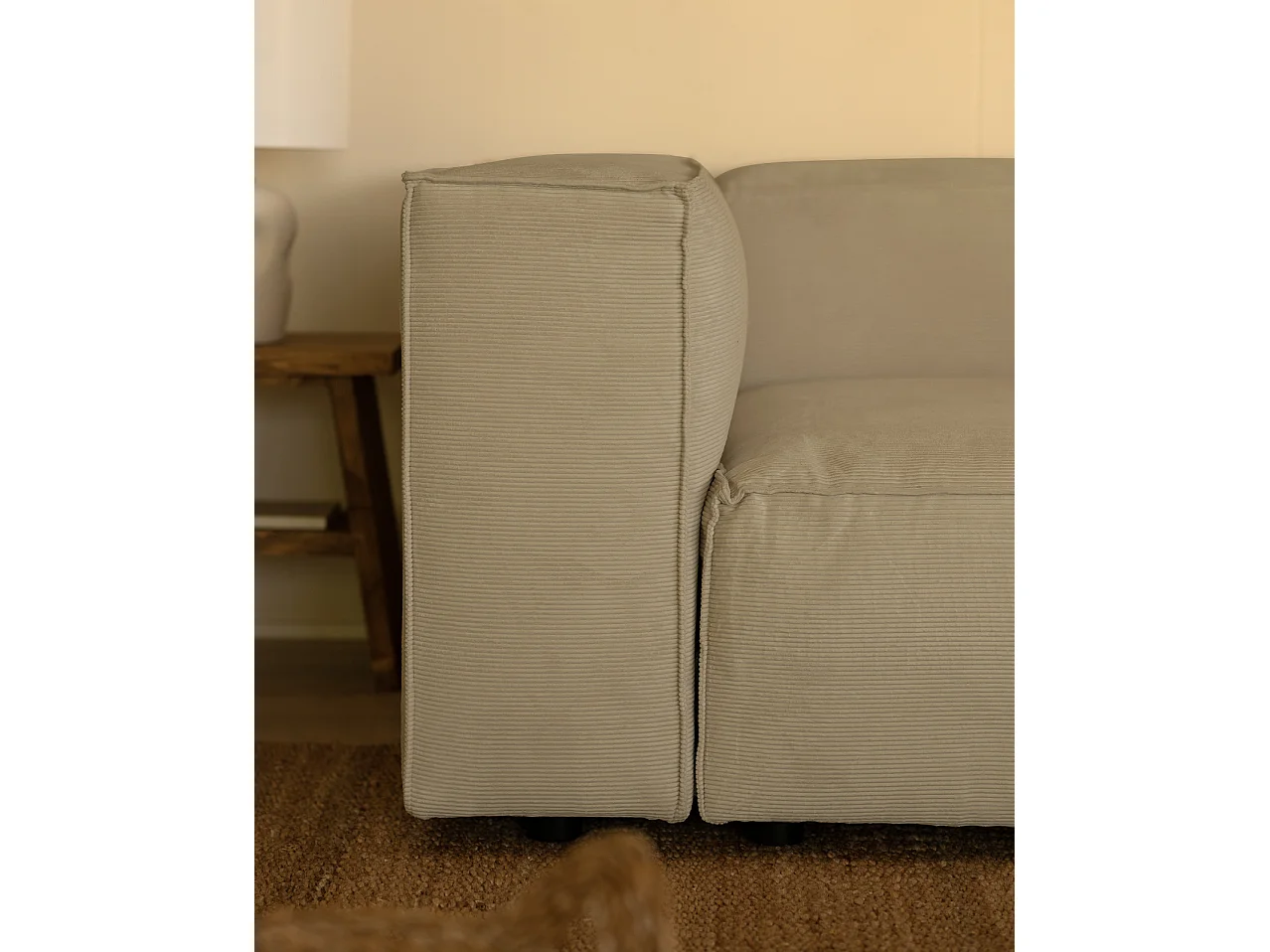 Divano 3/4 posti in velluto beige 210x110cm