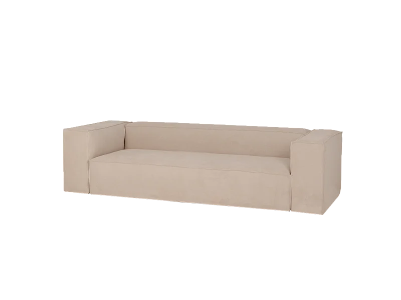 Sofá de 3/4 plazas de pana color beige 210x70x110cm - LOLA - DECOWOOD