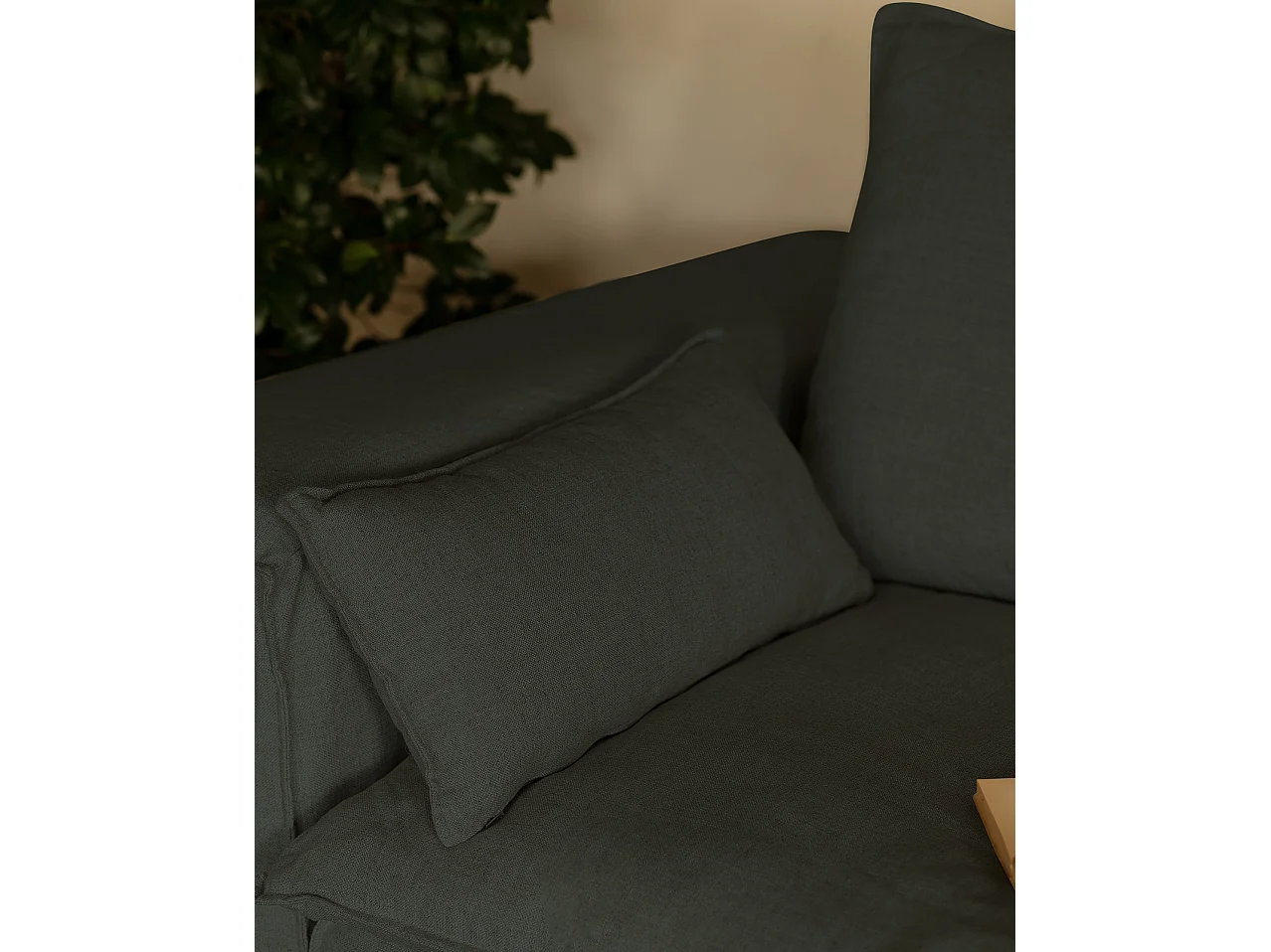 Canapé 4 places en lin déhoussable de couleur bleu