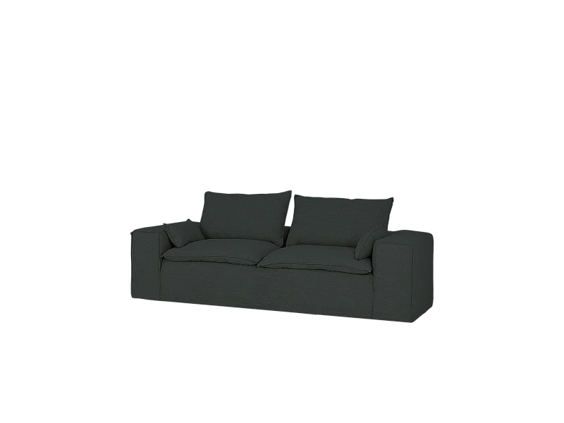 Sofá de 4 plazas de lino desenfundable color azul 260x90x110cm - VEGA - DECOWOOD