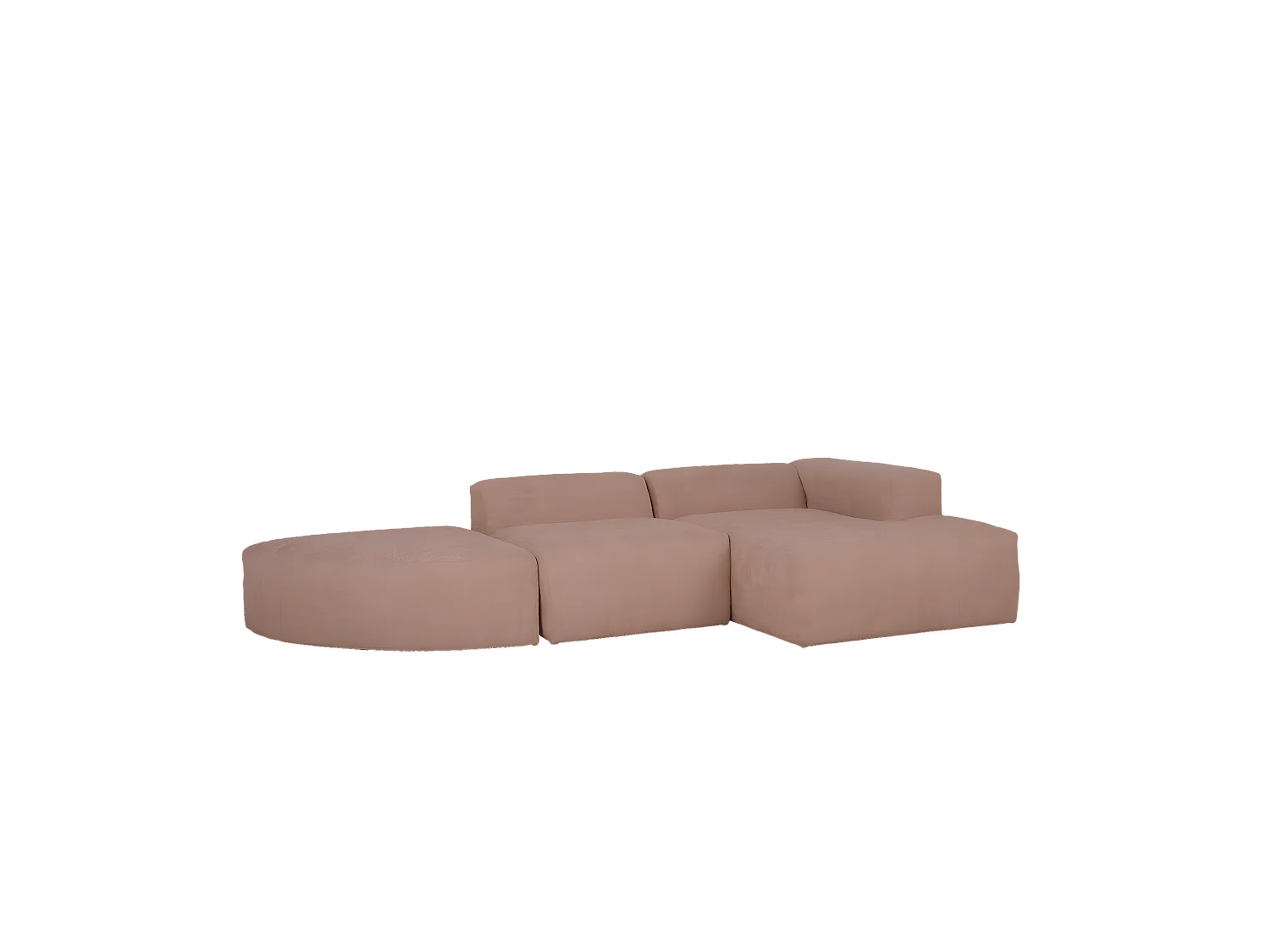 Canapé 5/6 places 3 modules courbe d'angle droit en bouclé rose