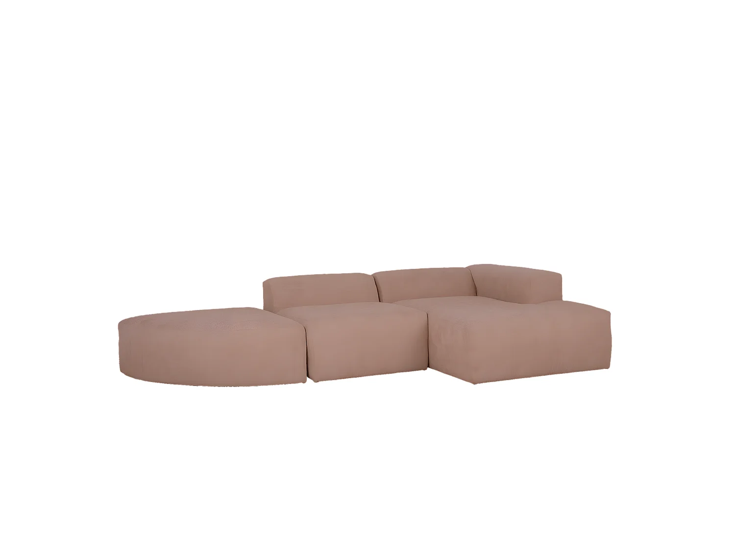 Sofá de 3 módulos curvo con chaise longue derecho bouclé rosa 320x70x172cm - BERTA - DECOWOOD