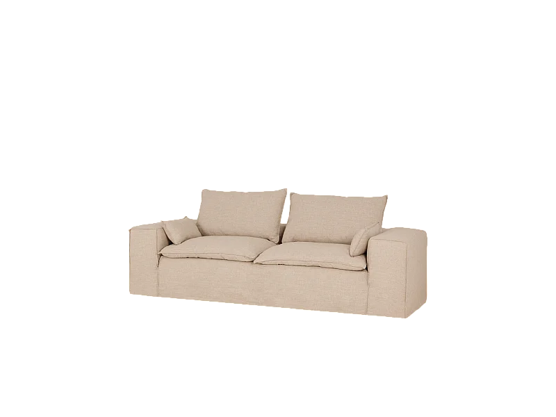 Sofá de 3/4 plazas de lino desenfundable color beige 210x90x110cm - VEGA - DECOWOOD