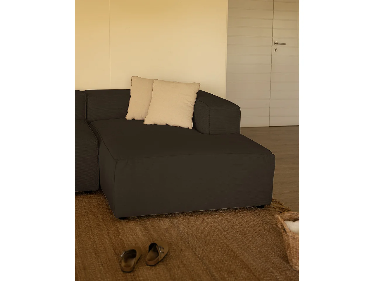 Divano 4/5 posti CHL destra velluto grigio scuro 300x175cm