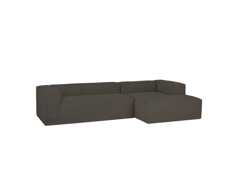 Sofá de 4/5 plazas con chaise longue derecho de pana gris oscuro 300x70x175cm - LOLA - DECOWOOD