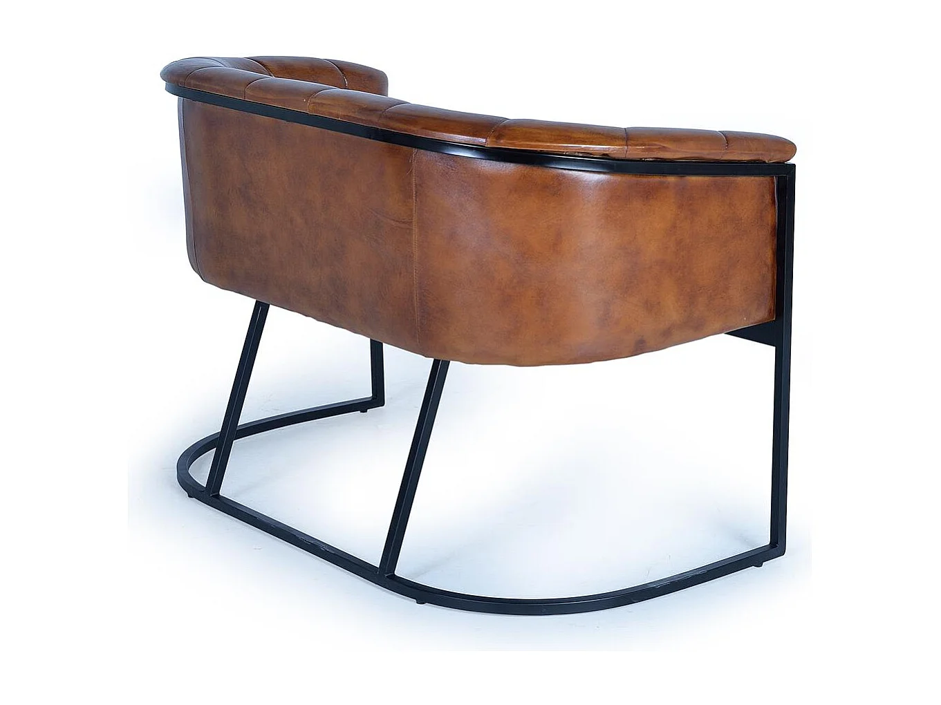 Canapé cuir marron et métal