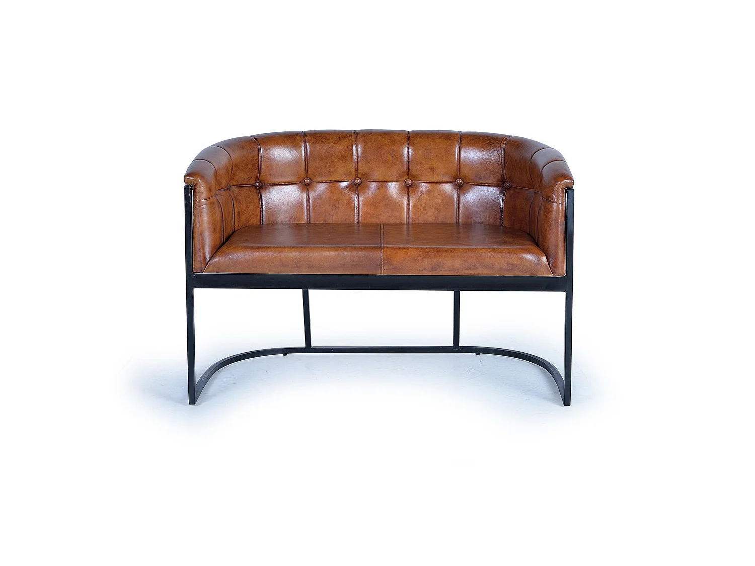 Canapé en cuir 115 cm style industriel vintage (type Chester) - 80 x 115 x 73 cm