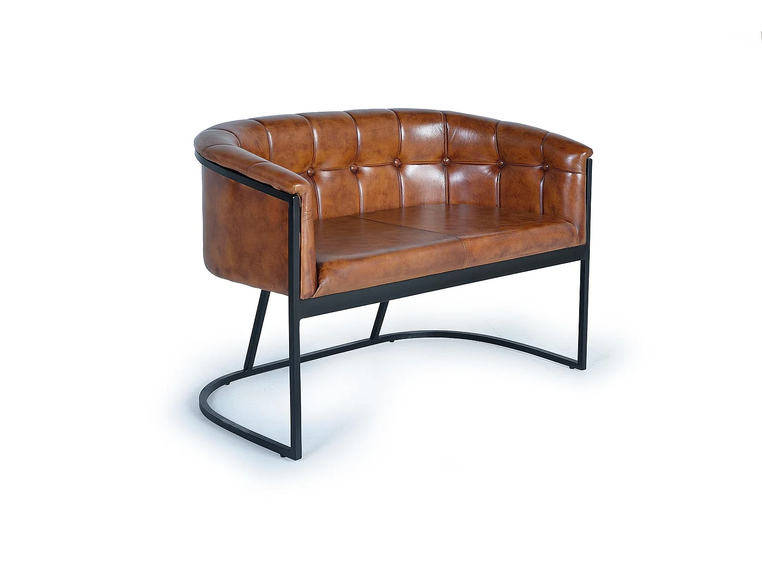 Canapé en cuir 115 cm style industriel vintage (type Chester) - 80 x 115 x 73 cm