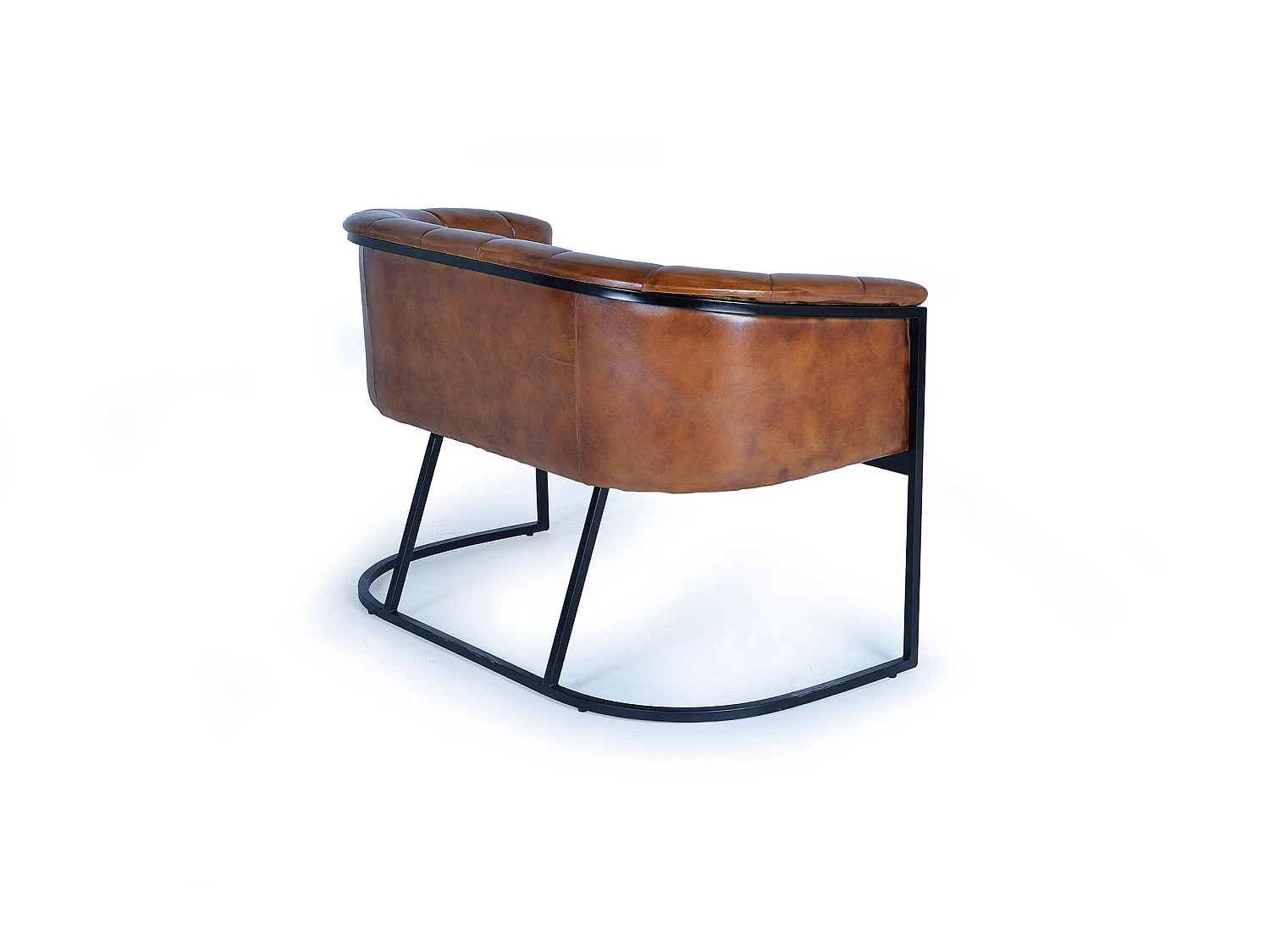 Canapé en cuir 115 cm style industriel vintage (type Chester) - 80 x 115 x 73 cm