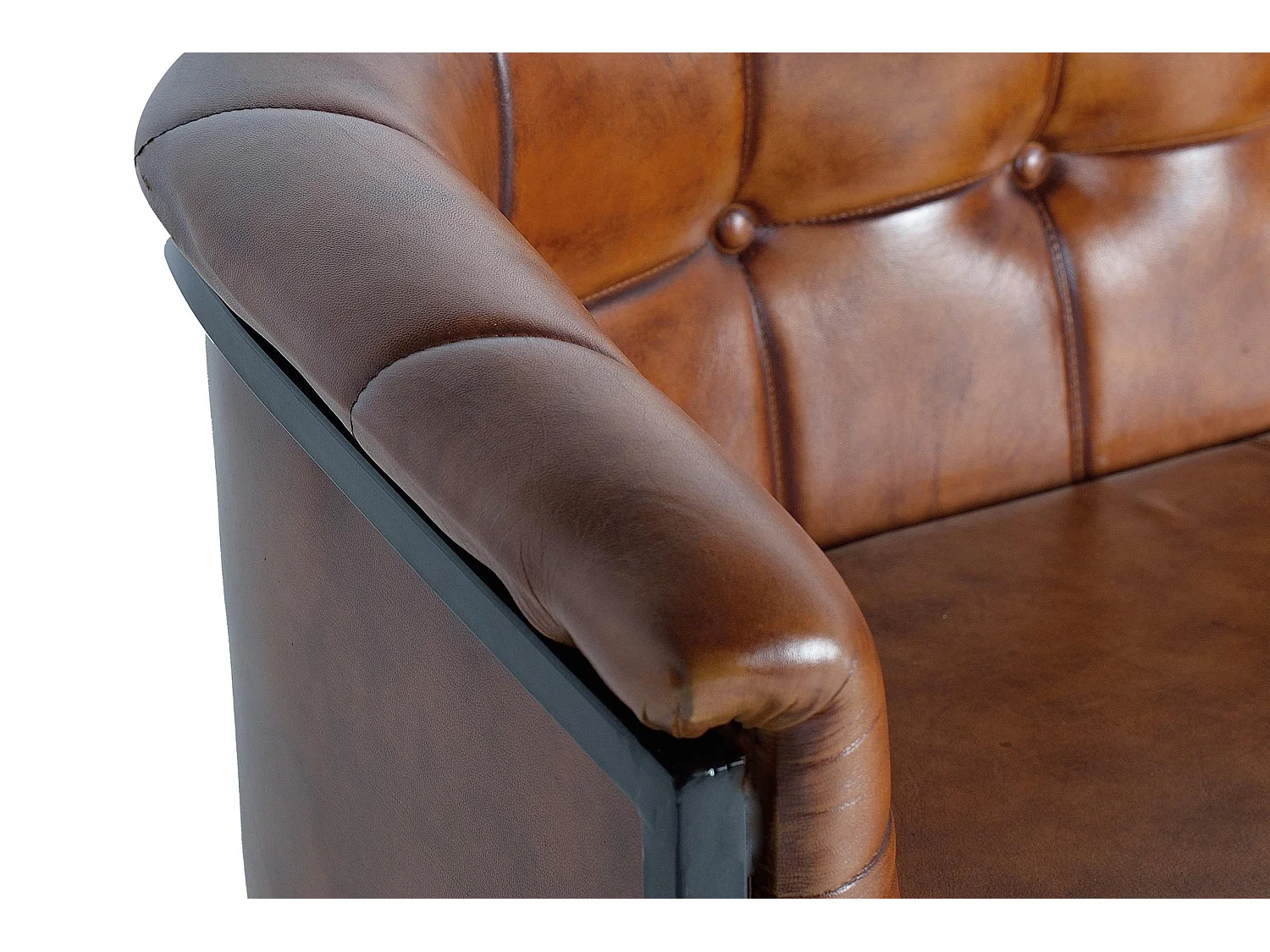 Canapé en cuir 115 cm style industriel vintage (type Chester) - 80 x 115 x 73 cm
