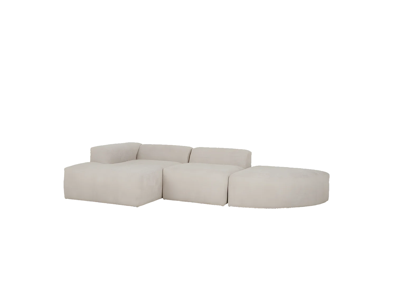 Divano curvo 3 moduli CHL sinistra in bouclé grigio chiaro 320x172cm