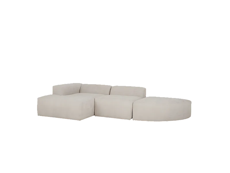 Divano curvo 3 moduli CHL sinistra in bouclé grigio chiaro 320x172cm