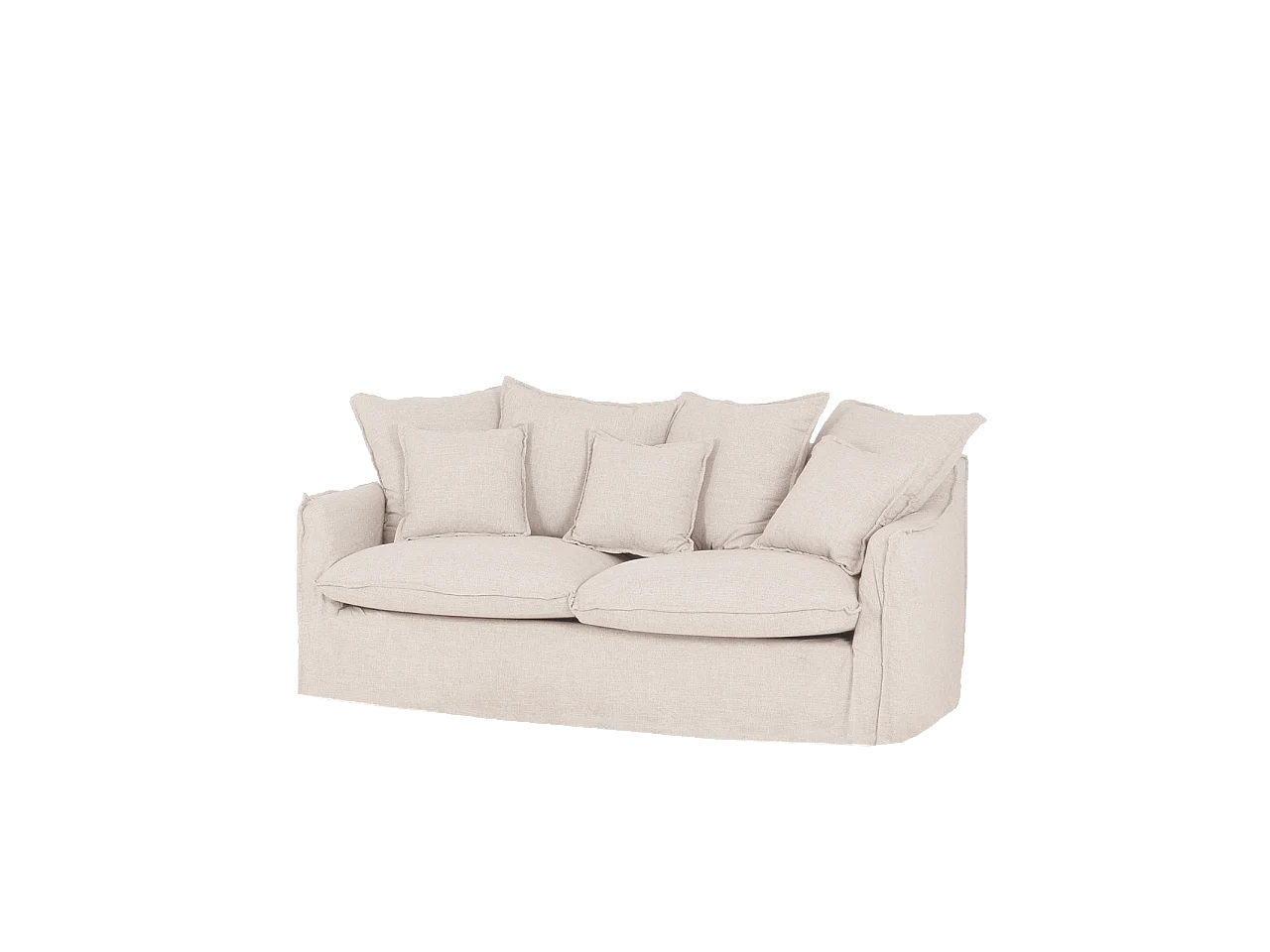 Sofá de 3 plazas de algodón y lino desenfundable color blanco 190x95x100cm - MIA - DECOWOOD