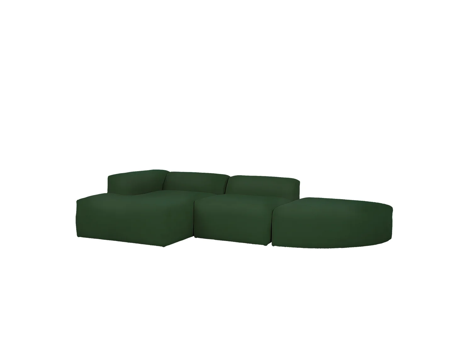 Divano curvo 3 moduli CHL sinistra in bouclé verde 320x172cm